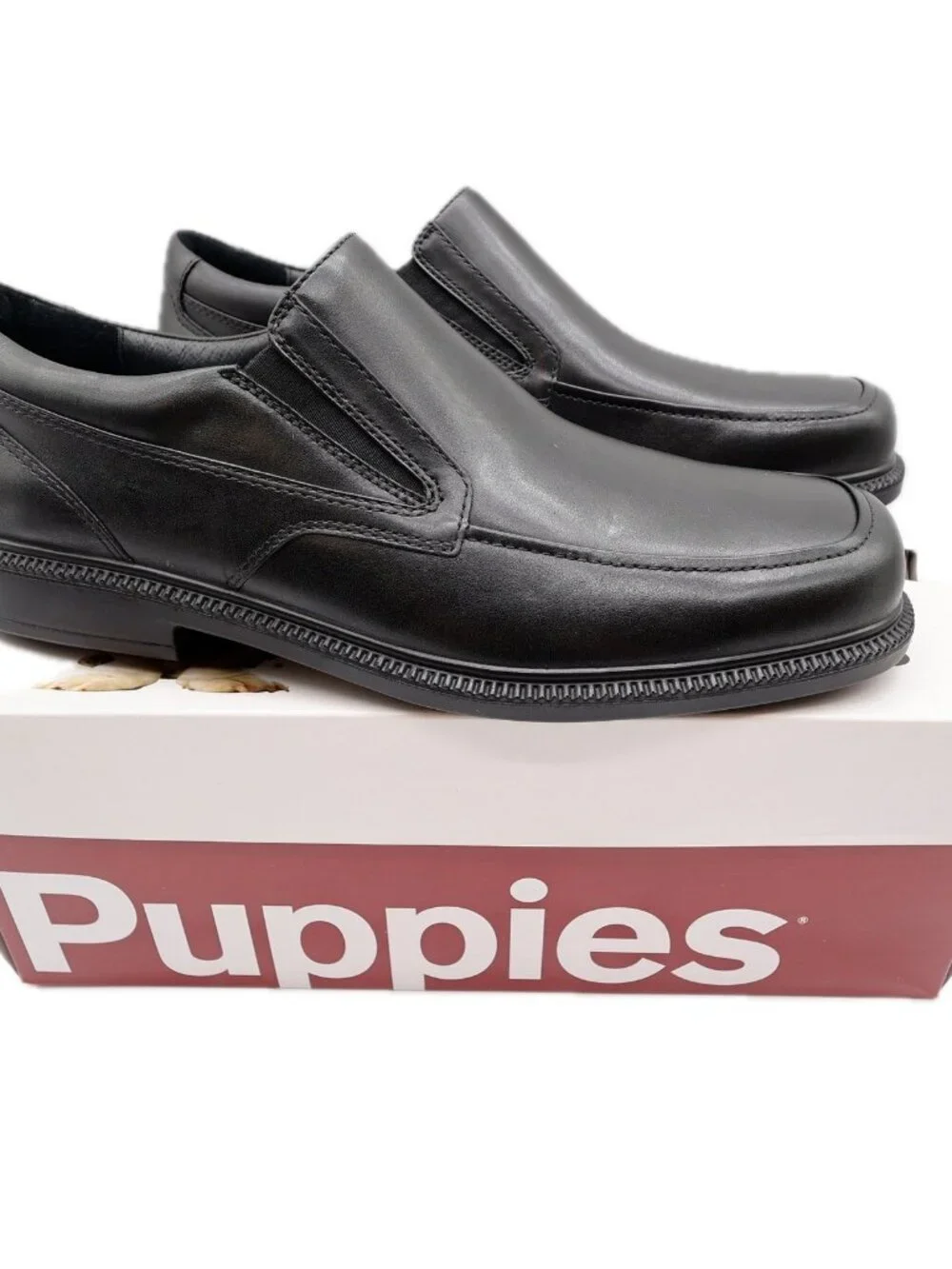 Hush Puppies Leverage Men's 12W Black Leather Waterproof Slip-On Shoes